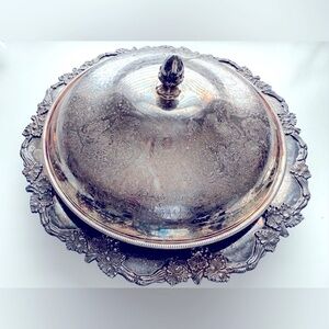 3 Pcs Elegant Silver Plated Serving Dish with Lid